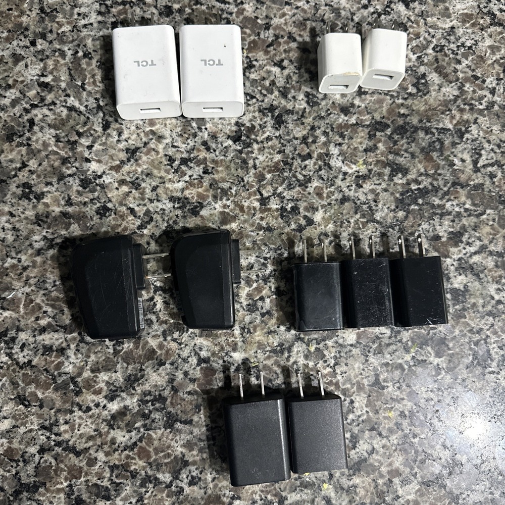 Lot of 10 Assorted USB Power Adapters / AC Wall‎ Chargers / Used mixed chargers